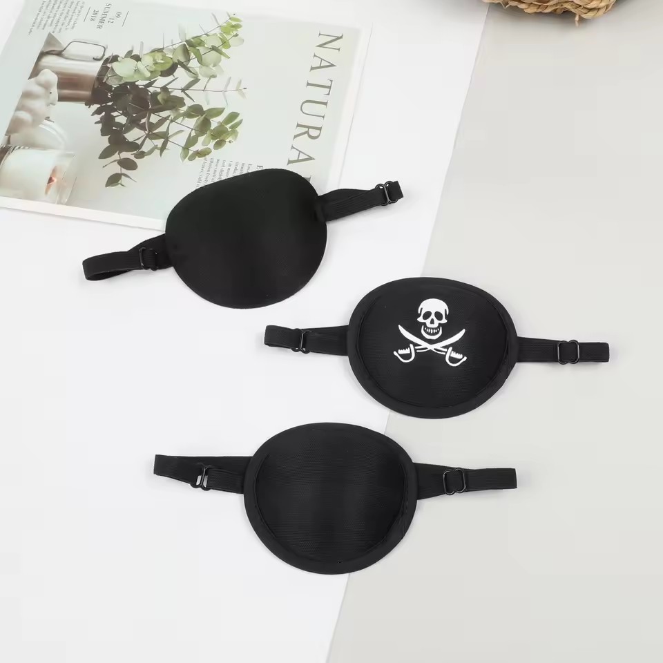Soft Comfortable Pirate Eye Patch With High Elasticity Sponge Single Eye Cover For Halloween And Christmas Pirate-Themed Parties
