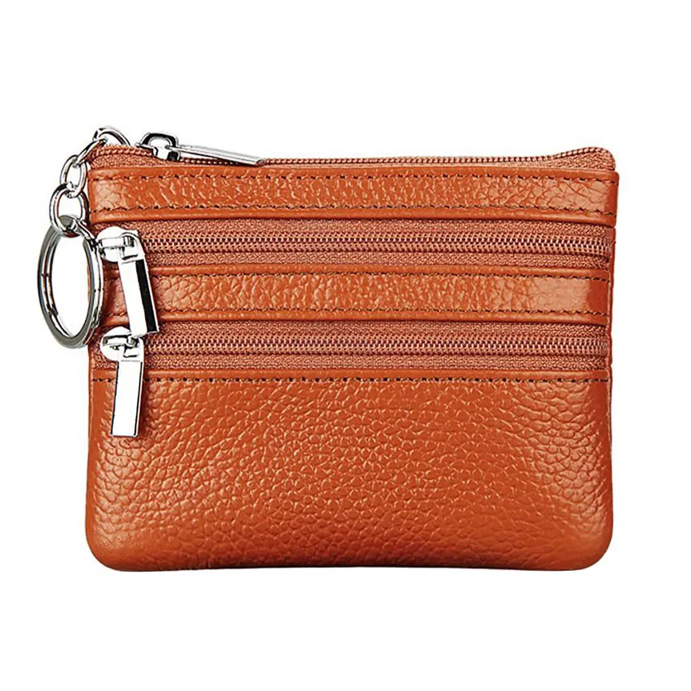 PU Leather Portable Money Coin Purse with Key Ring Waterproof Pocket Purse Zipper Wear-resistant Credit Card Holoder Man Women
