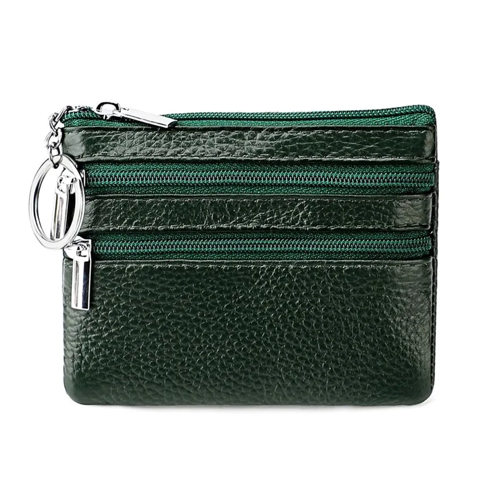 PU Leather Portable Money Coin Purse with Key Ring Waterproof Pocket Purse Zipper Wear-resistant Credit Card Holoder Man Women