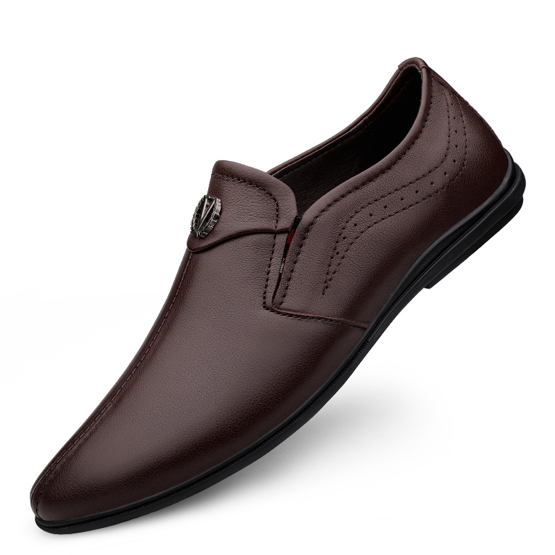 SocNoDn Men's Driving Shoes Slip On 2026 Spring Autumn Casual Leather Shoes Male Fashion Loafer Shoes Walking Shoes Soft