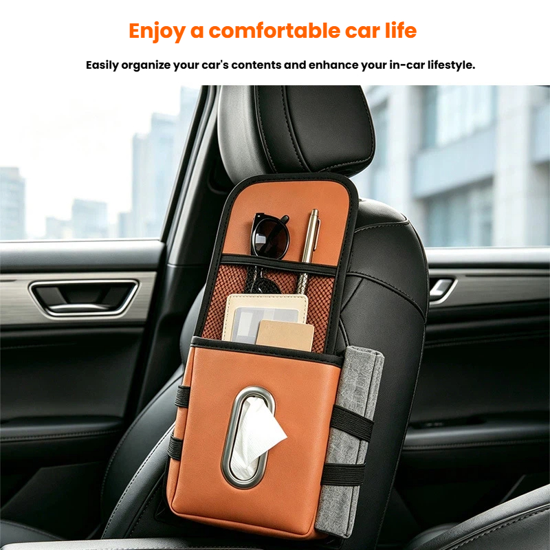 Car Seat Side Paper Towel Holder, Passenger Seat Hanging Box Interior Universal Multi-Functional Storage Bag for Automotive Use