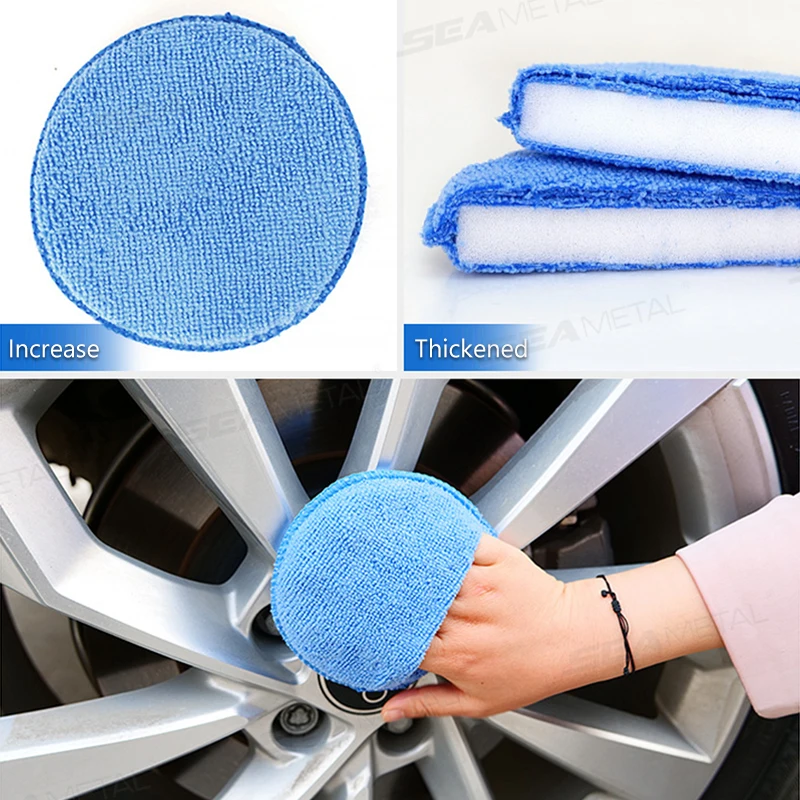 5/10Pcs Car Detailing Applicator Pads Car Care Waxing Polish Sponges Soft Microfiber Round Pocket Foam Sponges Car Care
