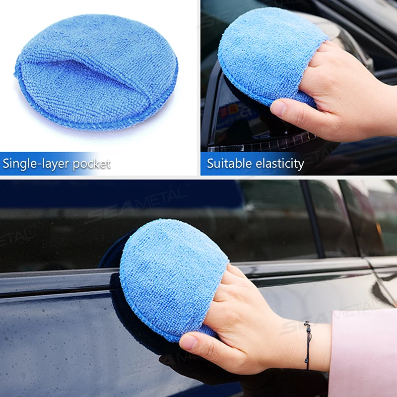 5/10Pcs Car Detailing Applicator Pads Car Care Waxing Polish Sponges Soft Microfiber Round Pocket Foam Sponges Car Care