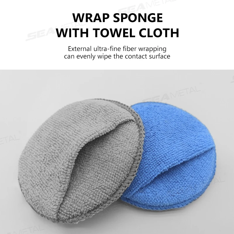 5/10Pcs Car Detailing Applicator Pads Car Care Waxing Polish Sponges Soft Microfiber Round Pocket Foam Sponges Car Care