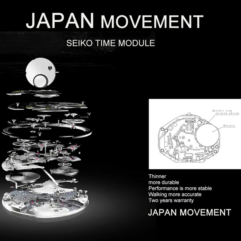 High Quality Men's Watch Fashion Japan Quartz Wrist Watches Silver Brown Leather Quartz Movement Waterproof Clock