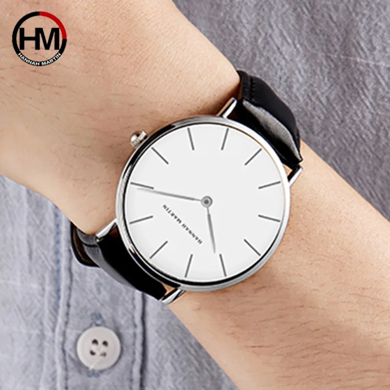 High Quality Men's Watch Fashion Japan Quartz Wrist Watches Silver Brown Leather Quartz Movement Waterproof Clock
