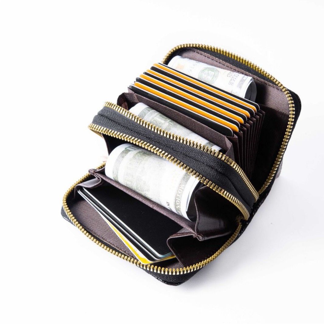 New leopard print multi slot double accordion card bag for women's coin purse  ID card holder  card cover  multi slot zipper