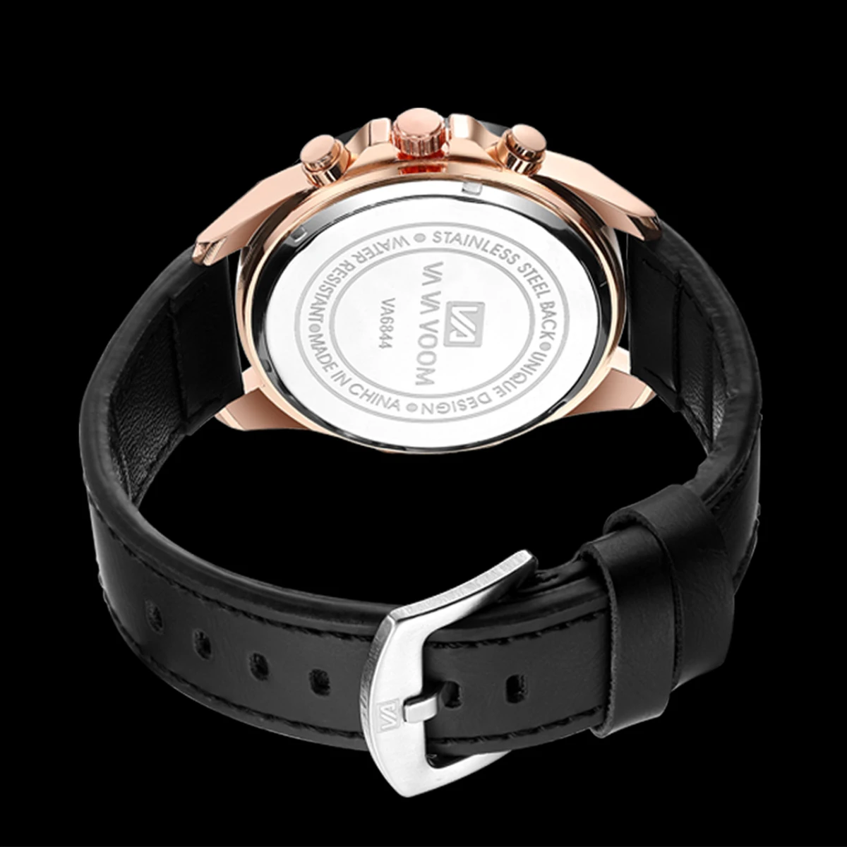 Man Sports Watches Fashion Racing Series 46mm Black Leather Clock VA VA VOOM Quartz Movement 3Bar Waterproof Wrist Watch for Men