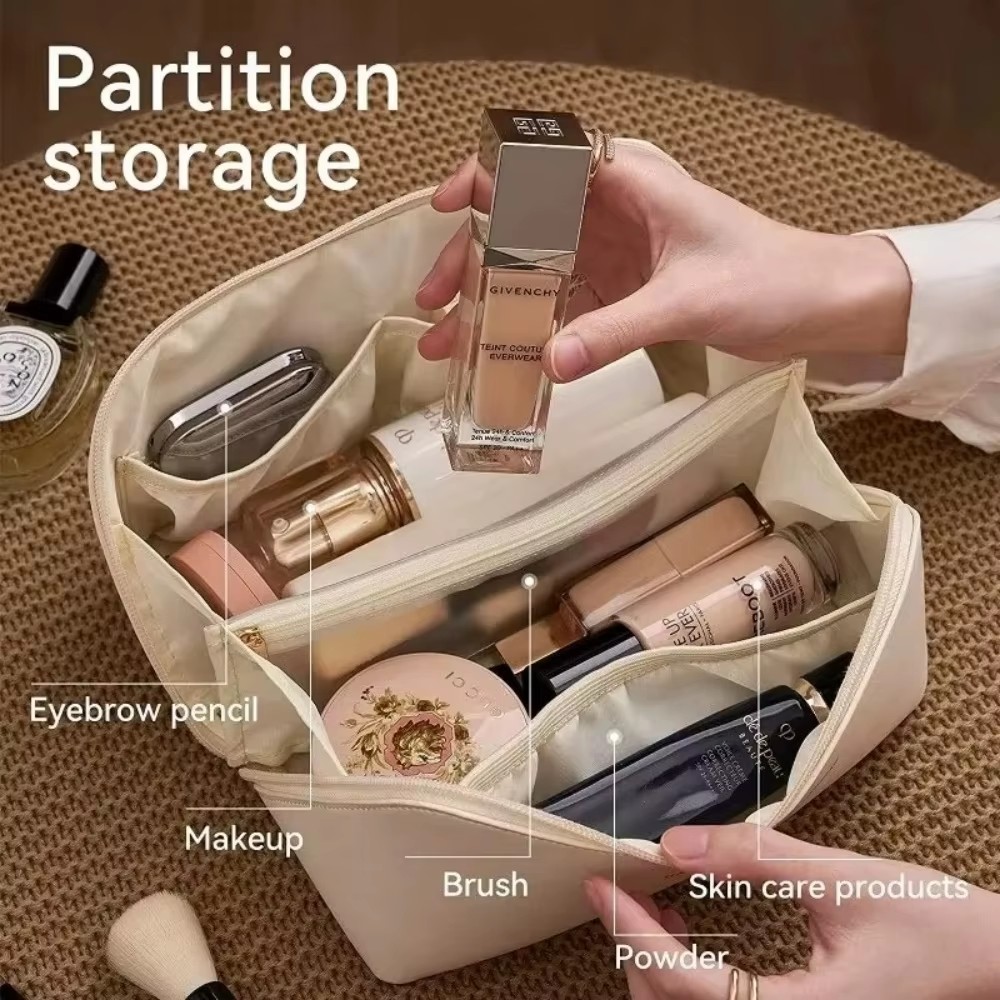 Portable Travel Cosmetics Storage Bag Large-Capacity Makeup Bag Waterproof Beauty And Skincare Beauty Pillow Toiletries Handbag
