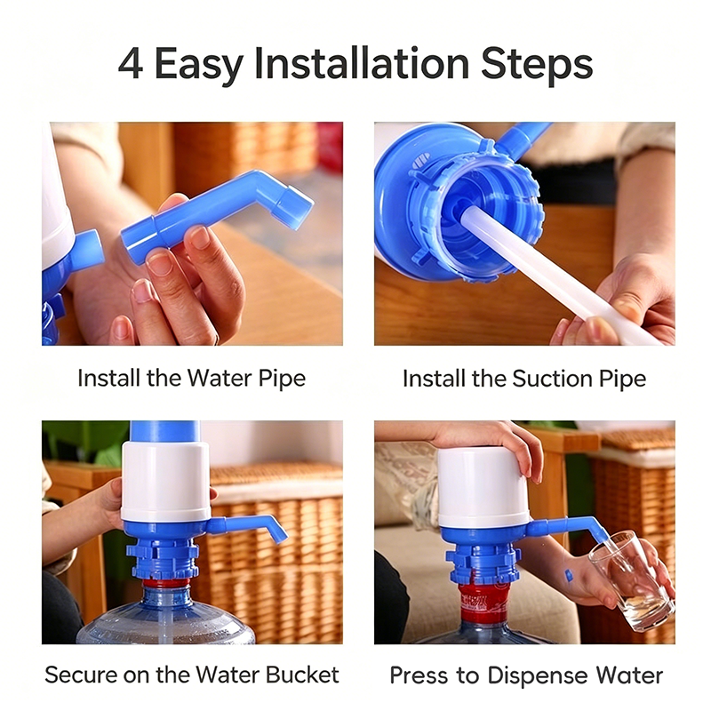 Manual Water Pump Dispenser, Hand Press Bucket Water Pump for 5 Gallon Bottles, No Electricity Needed Portable Drinking Water Pu