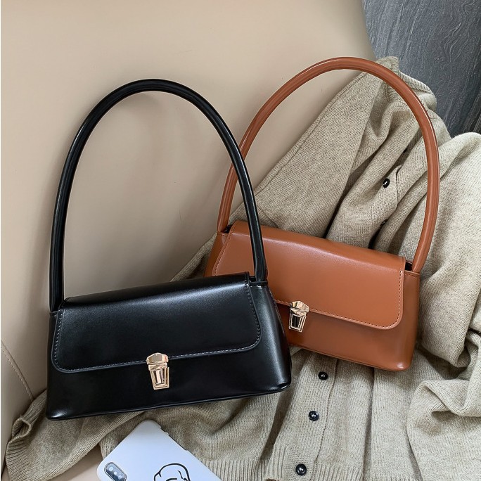 Women Shoulder Bag Trendy Commute Underarm Bag Portable Casual PU Leather Solid Color Simple Shoulder Bag Handbags