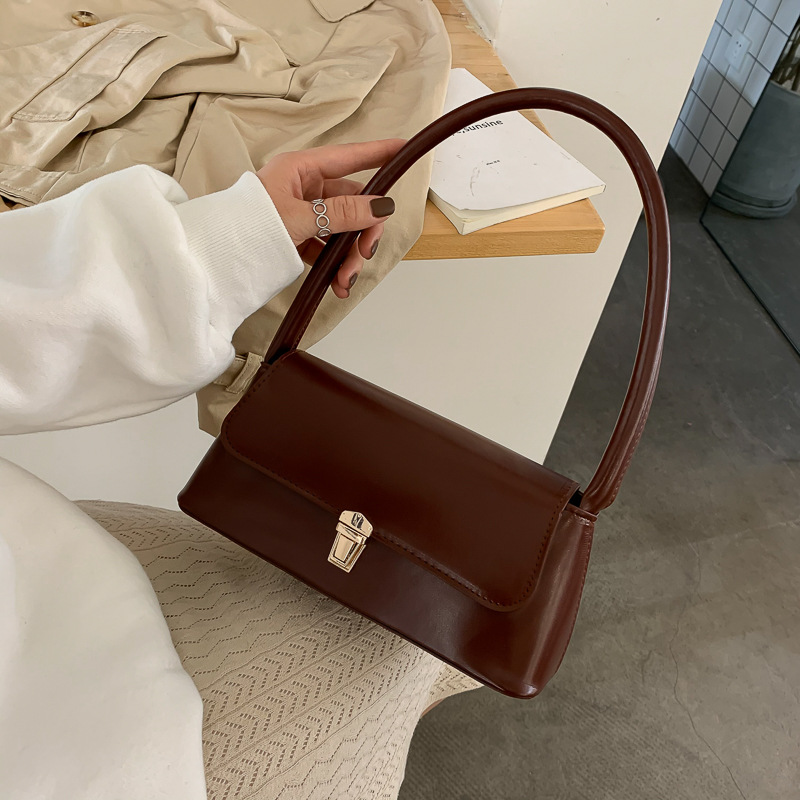 Women Shoulder Bag Trendy Commute Underarm Bag Portable Casual PU Leather Solid Color Simple Shoulder Bag Handbags