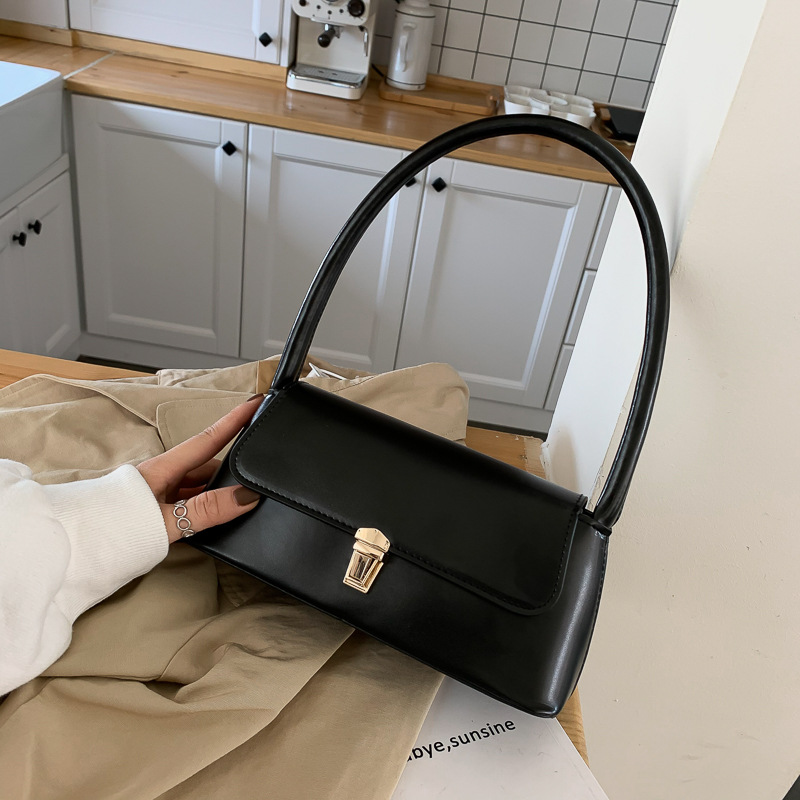 Women Shoulder Bag Trendy Commute Underarm Bag Portable Casual PU Leather Solid Color Simple Shoulder Bag Handbags