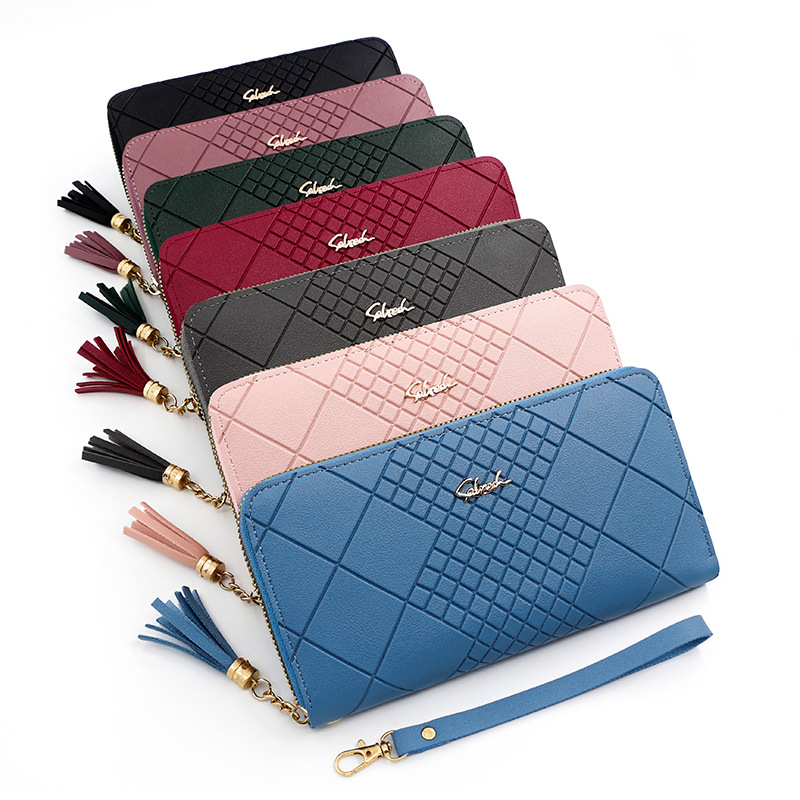 Fashionable Korean-style long-handled women's wallet with phone pouch  money clip  and detachable flap zipper handbag