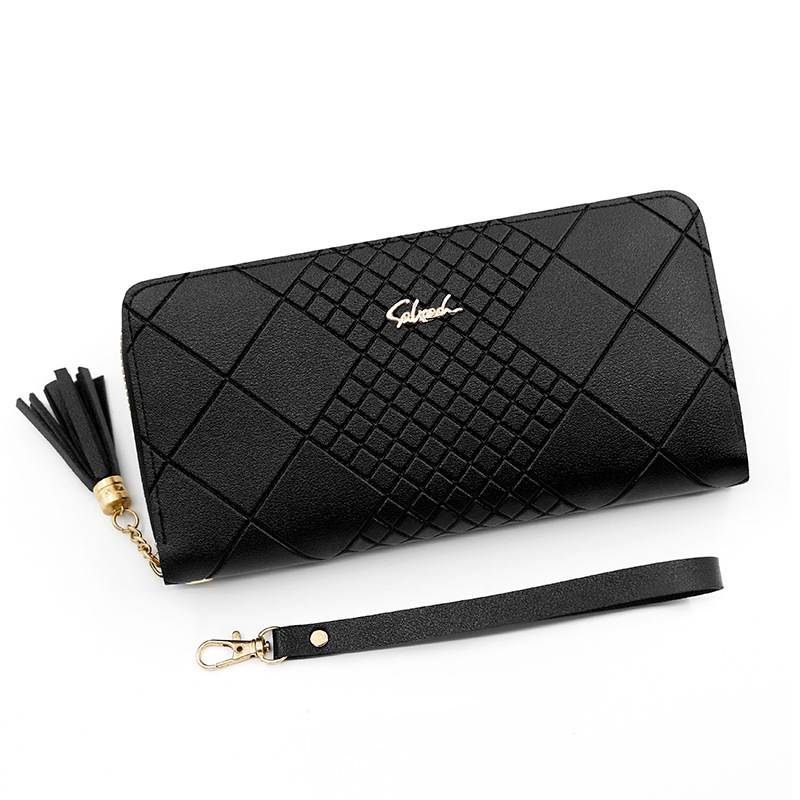 Fashionable Korean-style long-handled women's wallet with phone pouch  money clip  and detachable flap zipper handbag