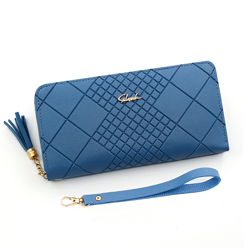 Fashionable Korean-style long-handled women's wallet with phone pouch  money clip  and detachable flap zipper handbag