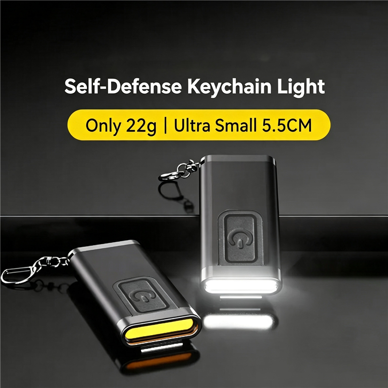 Mini Self-Defense Flashlight Rechargeable Super Bright LED Keychain Light Pocket Torch Compact Portable Black Red Blue