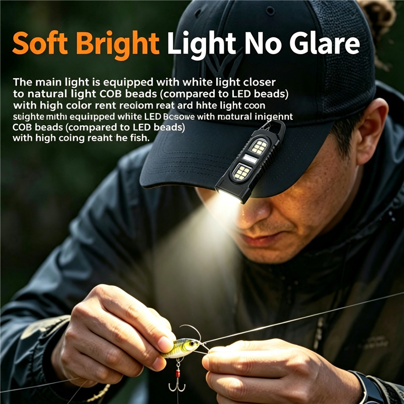 Mini Keychain Flashlight Rechargeable COB Work Light Clip Cap Lamp Type-C Waterproof Pocket Camping Emergency Black