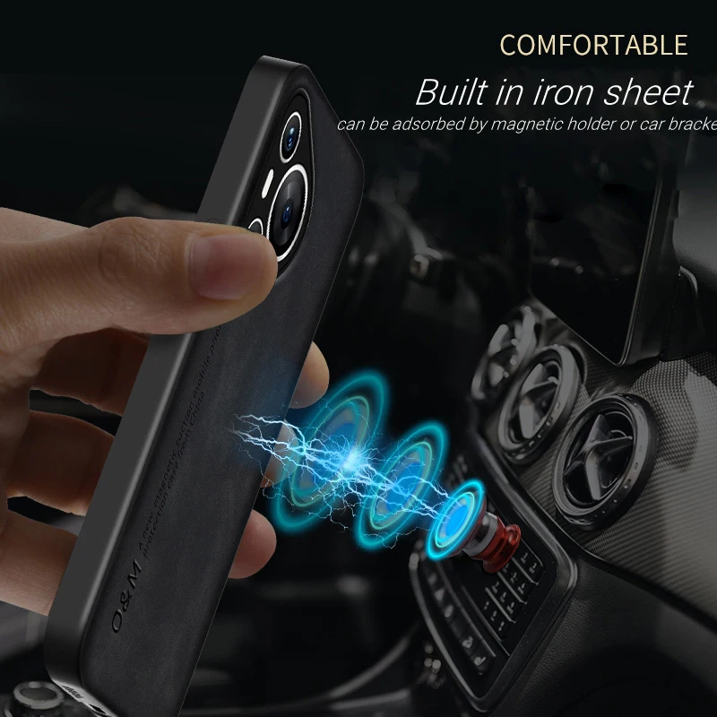 Retro Leather Back Cover Phone Case For Huawei Mate 70 air 80 Pro Max Nova y63 y72 15 14 Ultra Build-in Iron Magnetic Slim Shell