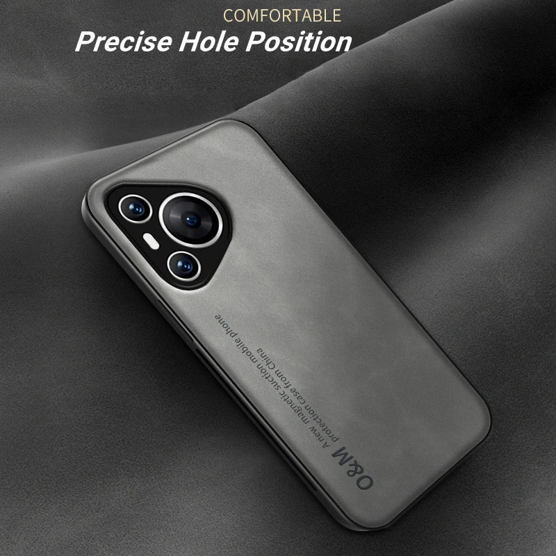 Retro Leather Back Cover Phone Case For Huawei Mate 70 air 80 Pro Max Nova y63 y72 15 14 Ultra Build-in Iron Magnetic Slim Shell
