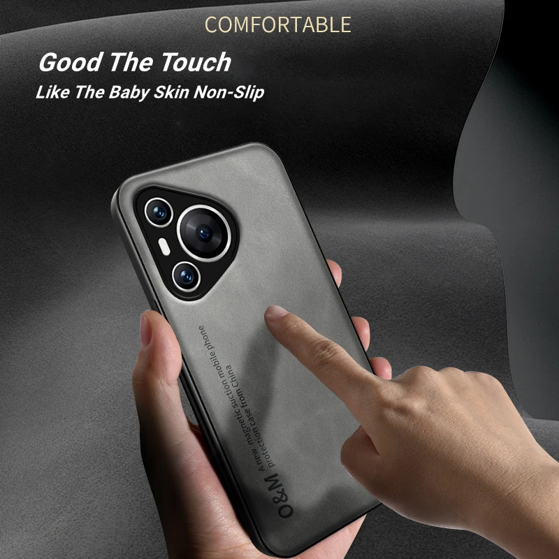 Retro Leather Back Cover Phone Case For Huawei Mate 70 air 80 Pro Max Nova y63 y72 15 14 Ultra Build-in Iron Magnetic Slim Shell