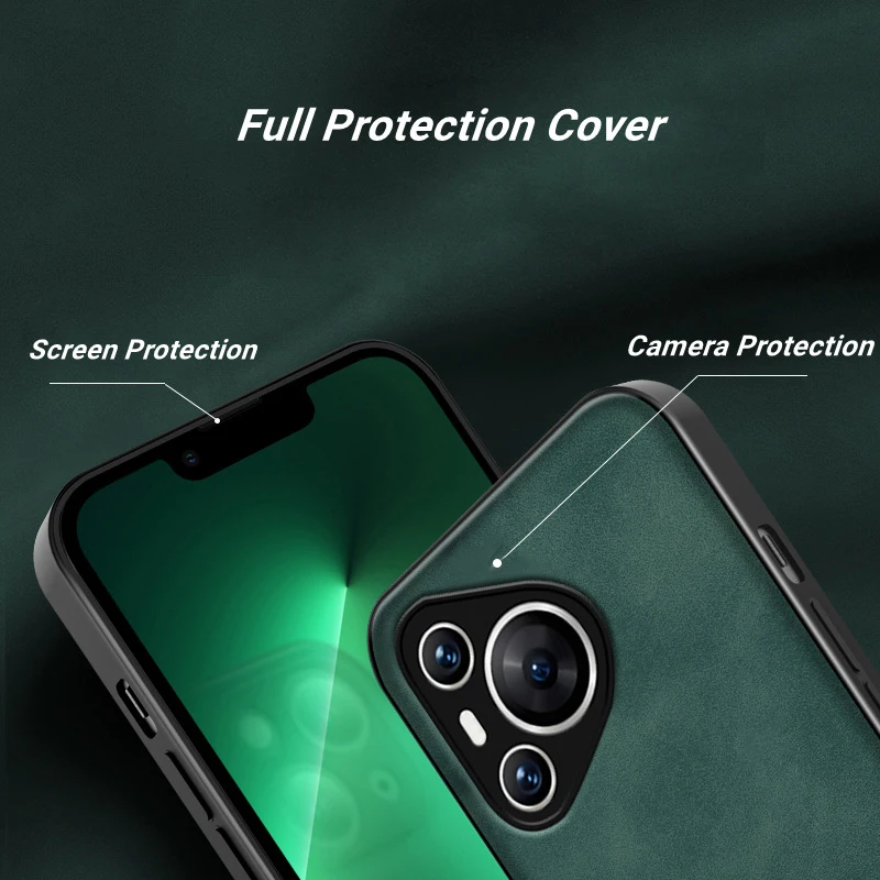 Retro Leather Back Cover Phone Case For Huawei Mate 70 air 80 Pro Max Nova y63 y72 15 14 Ultra Build-in Iron Magnetic Slim Shell