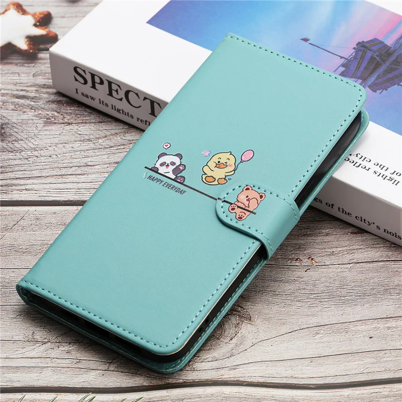 Fashion Flip Book Leather Wallet Case For Xiaomi 13T Poco X7  PocoX7 X6 M7 PocoM7 M6 Pro C65 Card Animal Kawaii Cat Cover Couqe