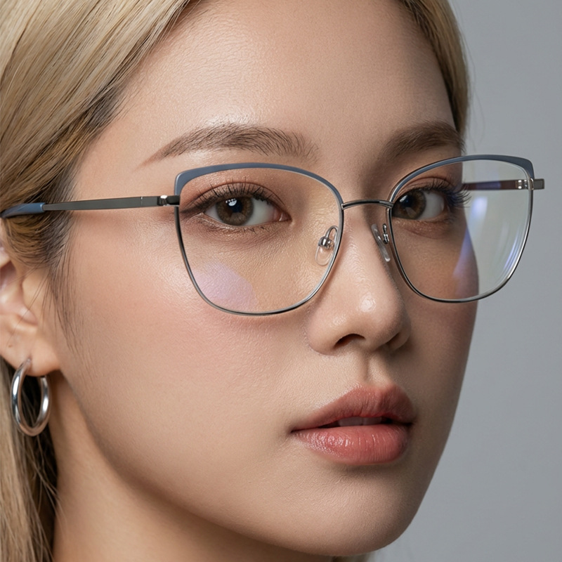 New Luxury Metal Cat Eye Butterfly Anti-Blue Light Glasses Men Women Trendy Designer Big Frame Reading Optical Eyewear Ladies