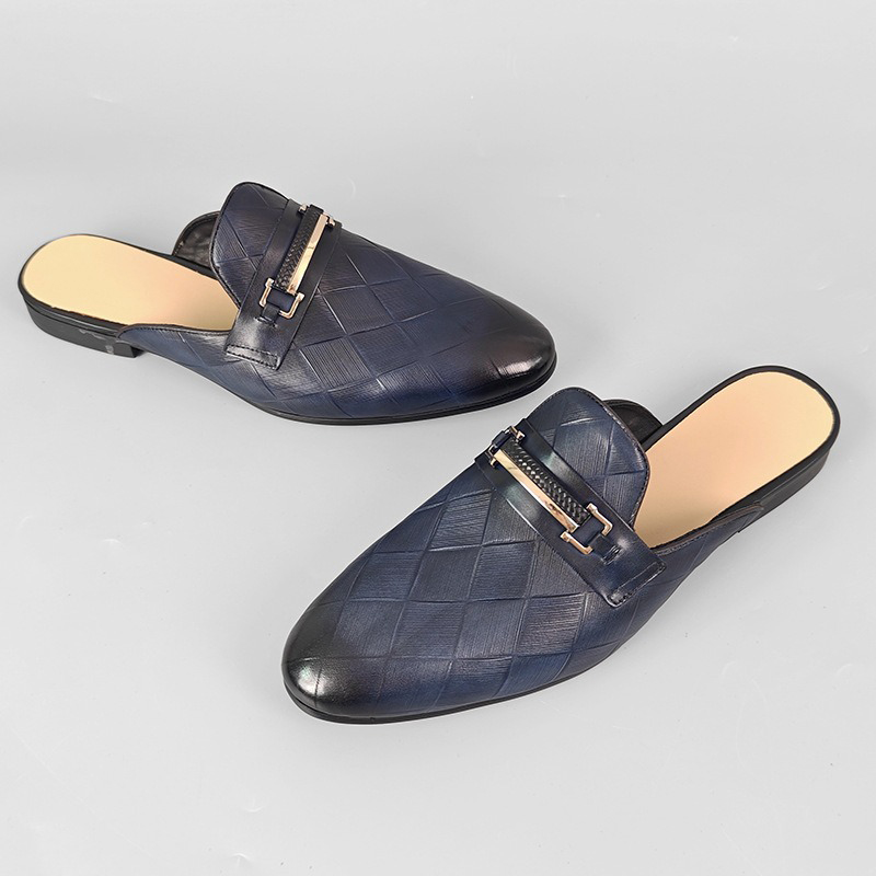 New Summer Fashion Men's Genuine Cow Leather Mules Comfortable Breathable Slip-On Backless Loafers