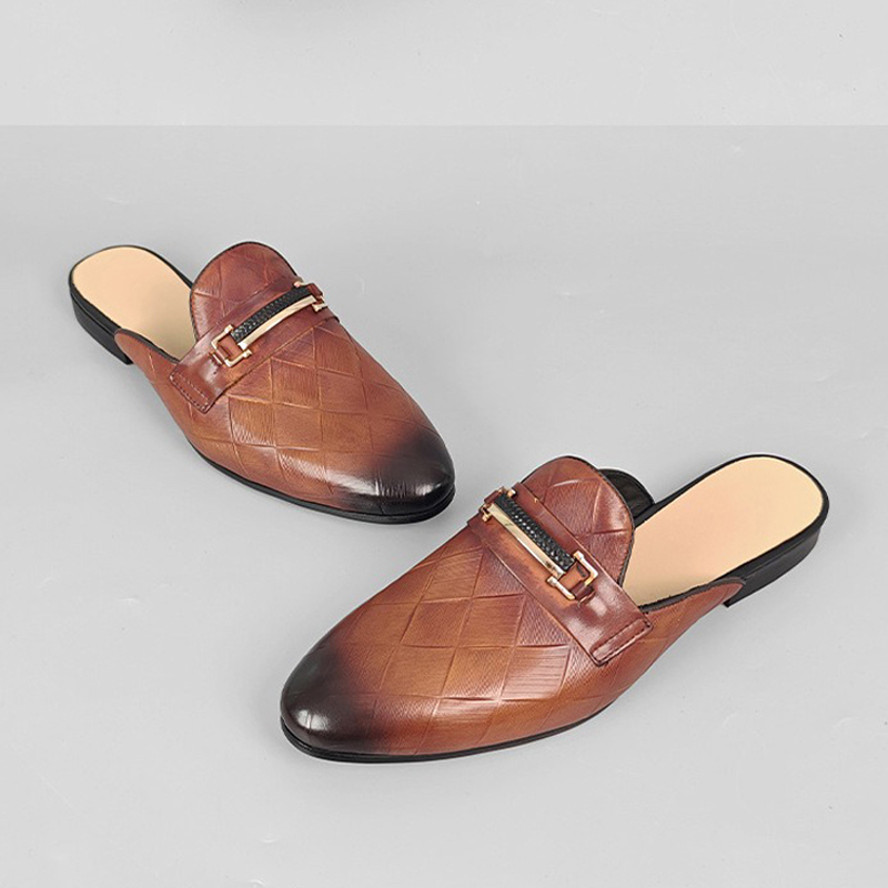 New Summer Fashion Men's Genuine Cow Leather Mules Comfortable Breathable Slip-On Backless Loafers