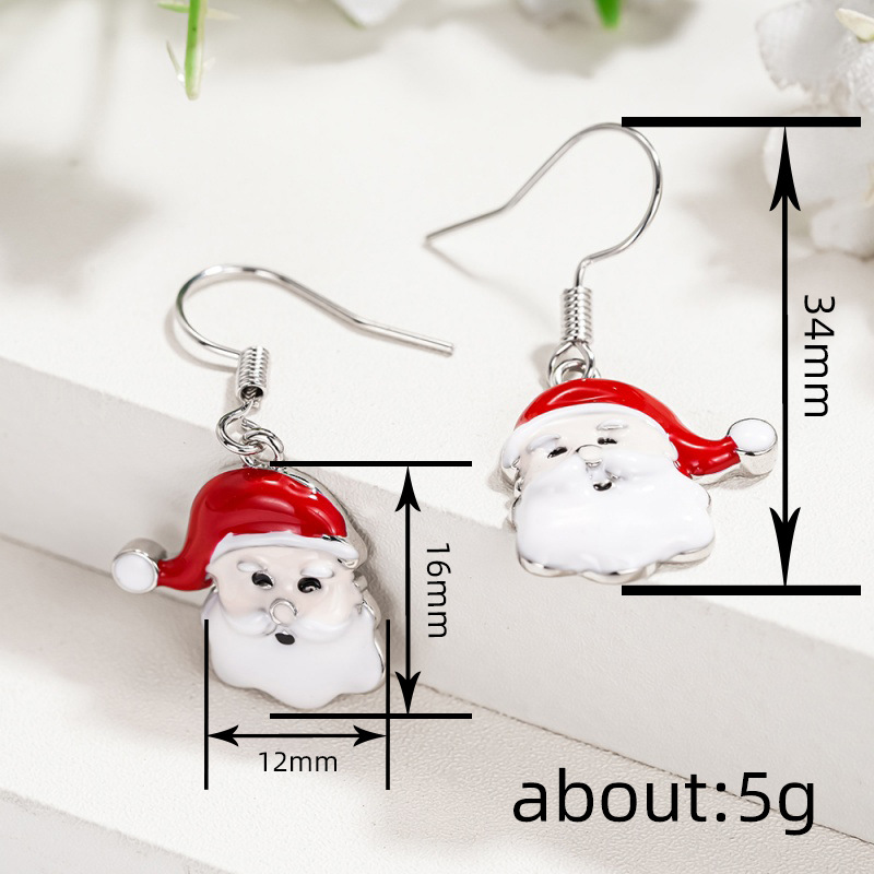 Women Christmas Drop Earrings Santa Claus Shaped Festival Metal Accessories Cute Winter Party Lady Charming Jewelry Gift