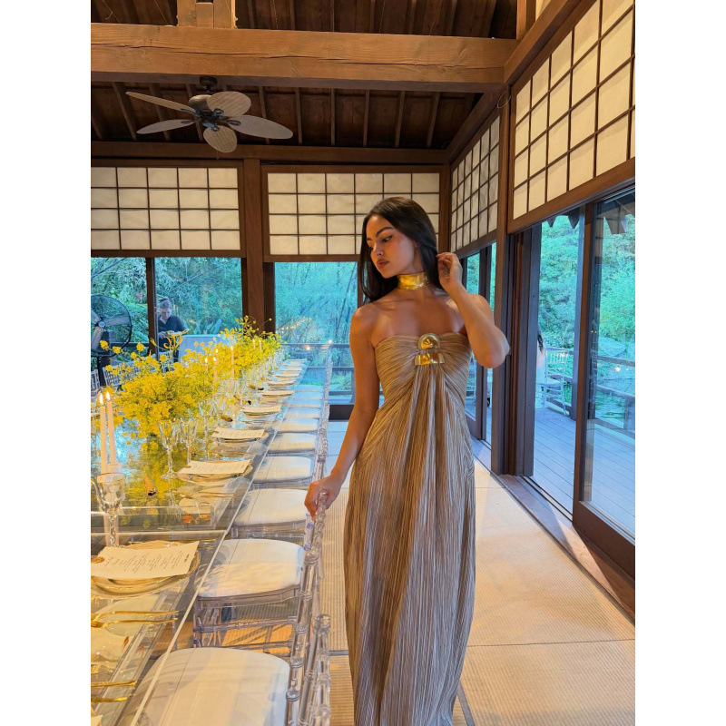 Free delivery of high-quality 2026 new summer women's clothing hot selling party pleated strapless dress