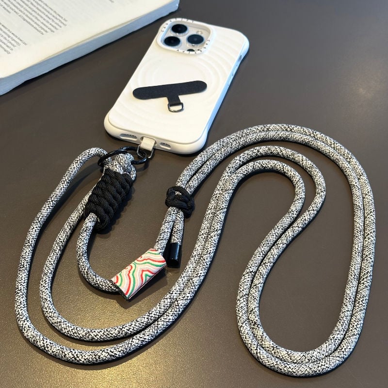 Phone Lanyard Neck Strap Woven Braided Rope Anti-Lost Adjustable Crossbody Holder for All Phones Chinese Style Retro Charms