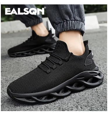 Men Sports Running Black Jogging Shoes Casual Sneakers Brown Outdoor Breathable Mesh Women Light Shock-absorption Black Tennis