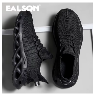 Men Sports Running Black Jogging Shoes Casual Sneakers Brown Outdoor Breathable Mesh Women Light Shock-absorption Black Tennis