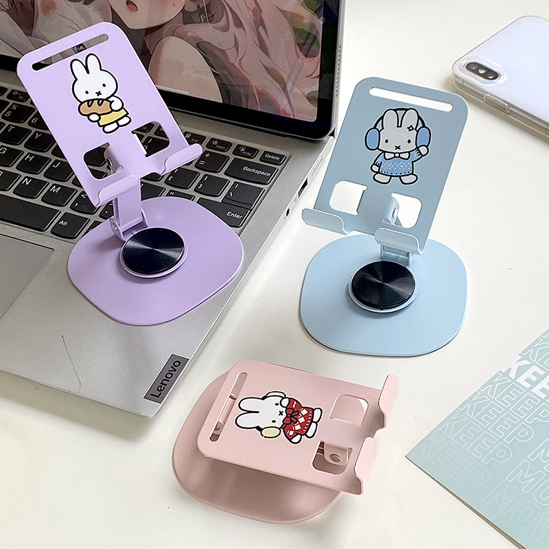 Cartoon Miffy rotatable foldable metal phone holder  portable tablet holder  lazy person  TV show watching tool