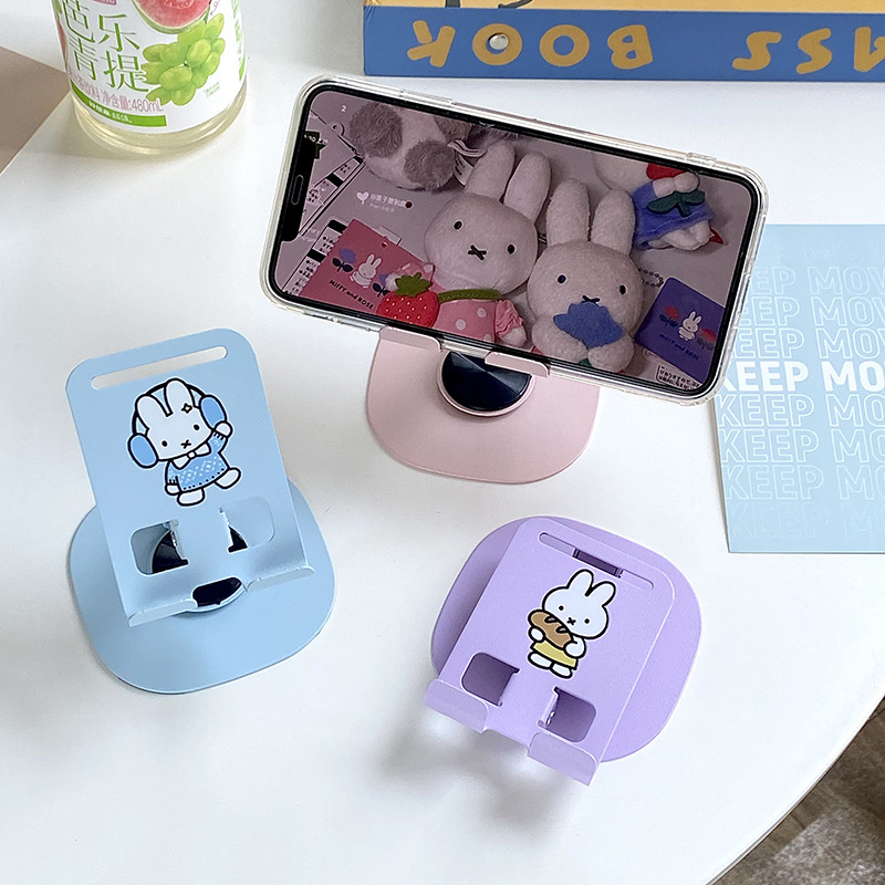 Cartoon Miffy rotatable foldable metal phone holder  portable tablet holder  lazy person  TV show watching tool
