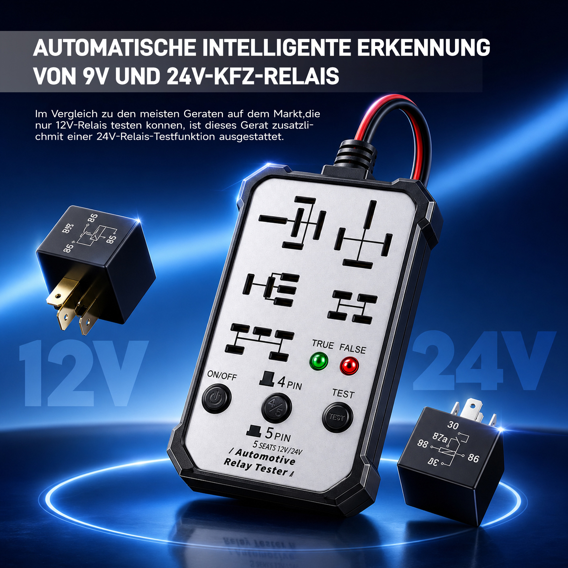 12V Car Motorcycle Battery Tester, Automotive Circuit Repair Tool for Lead Acid Batteries