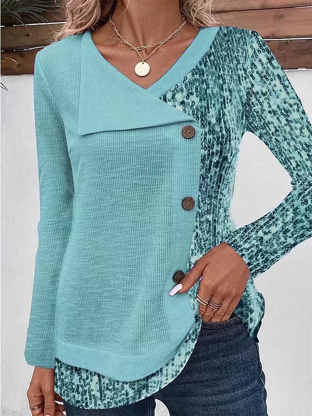 2026 New Women's Long Scarf Collar T-Shirt Sweatshirt Top Floral Print Casual Long Sleeve Pullover Fashionable Streetwear