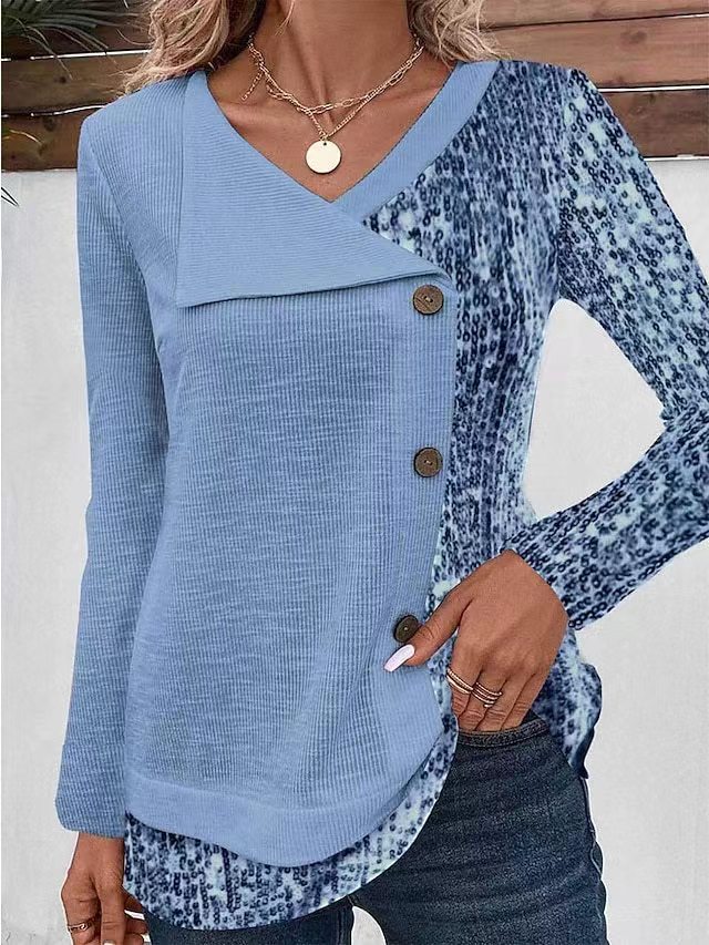 2026 New Women's Long Scarf Collar T-Shirt Sweatshirt Top Floral Print Casual Long Sleeve Pullover Fashionable Streetwear