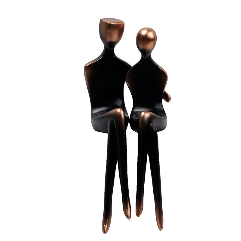 Creative Abstract Couple Character Art Sculpture European Home Study Cabinet Resin Crafts Sitting Table Decoration