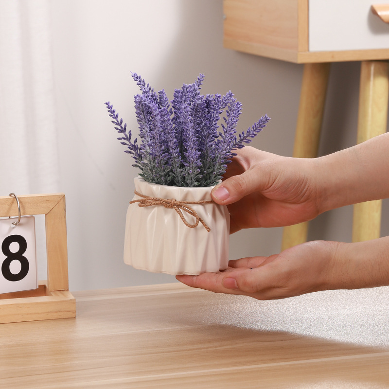 Fashionable simulation lavender potted ornaments simulated plants home entryway flower pots decorative decorations handicrafts