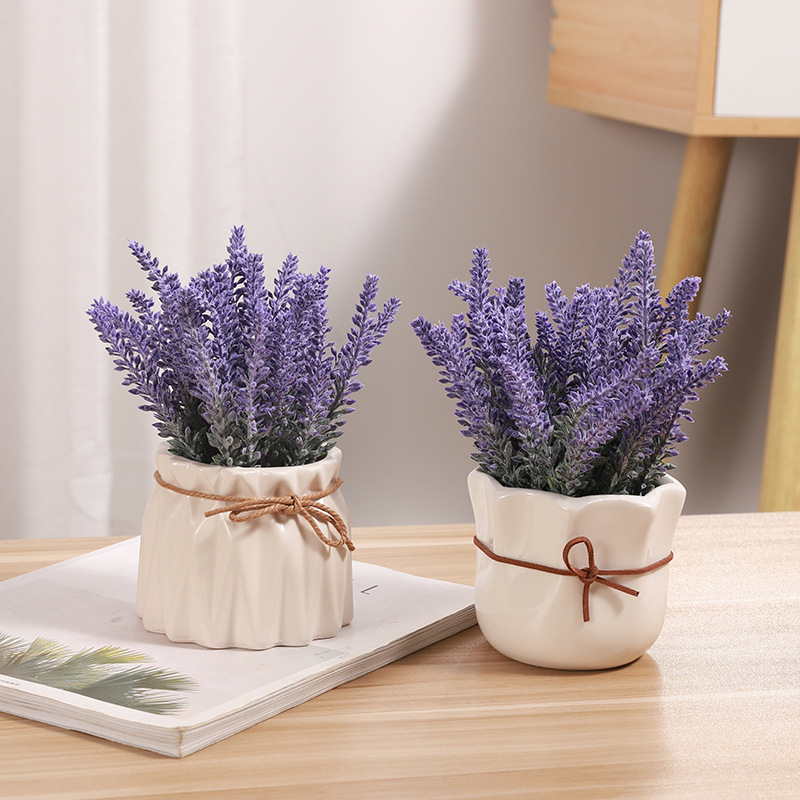 Fashionable simulation lavender potted ornaments simulated plants home entryway flower pots decorative decorations handicrafts