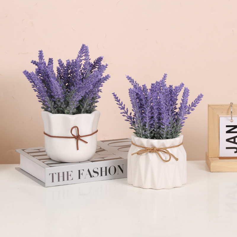 Fashionable simulation lavender potted ornaments simulated plants home entryway flower pots decorative decorations handicrafts