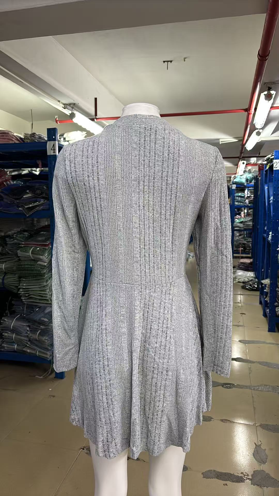Casual Knitted Cardigan Fleece Brushed Striped Open Front Long Sleeve Comfortable Leisure Women's Top for Autumn Season