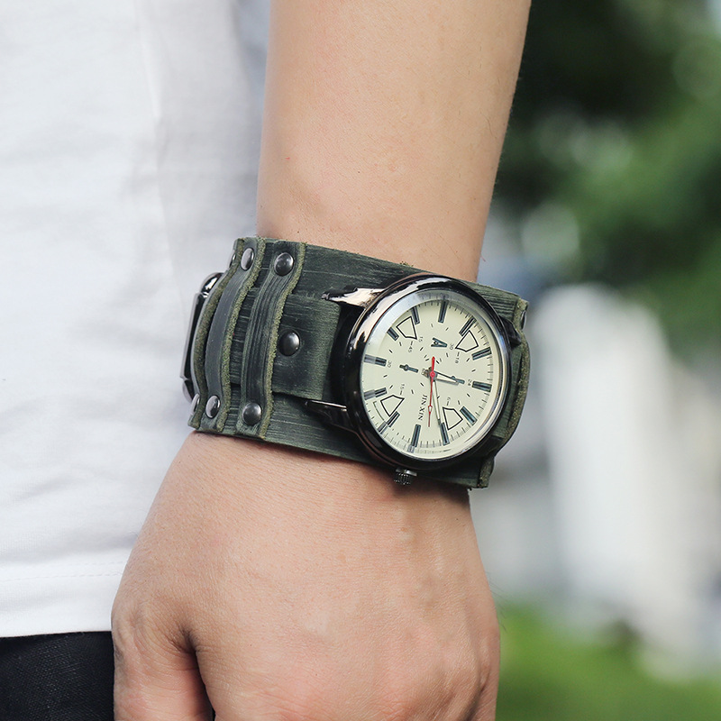 New Retro Leather Watch with Adjustable Punk-Style Men's Leather Bracelet