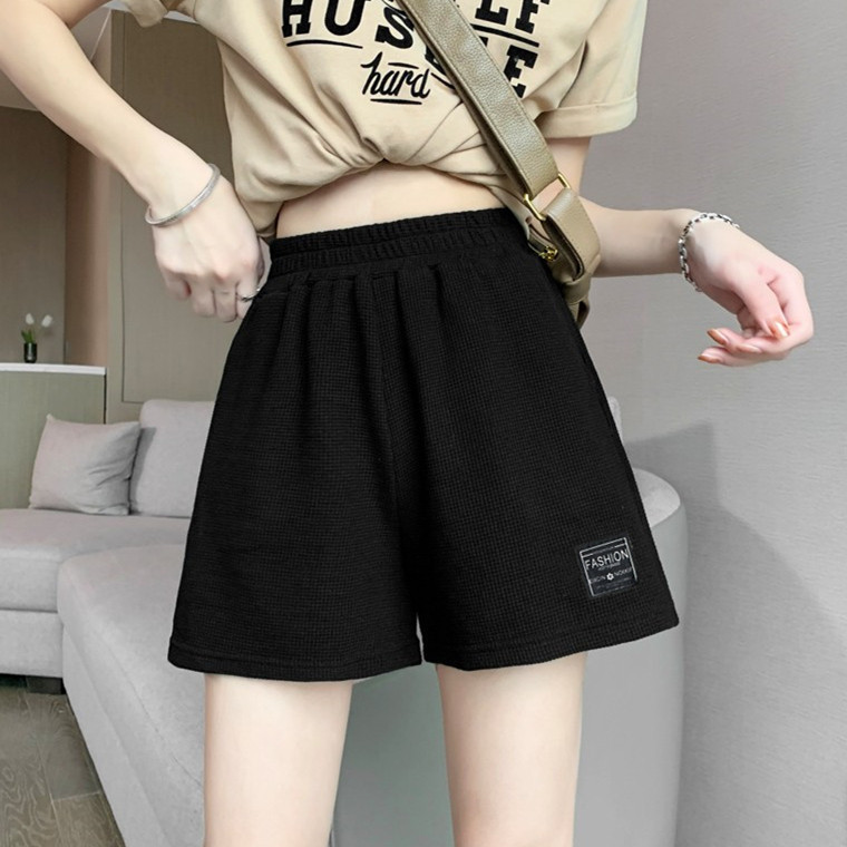 Women's Waffle Knit Sports Shorts 2026 Summer New Arrival, Korean Style, Loose High Waisted, Casual Wide Leg Hot Pants for Home