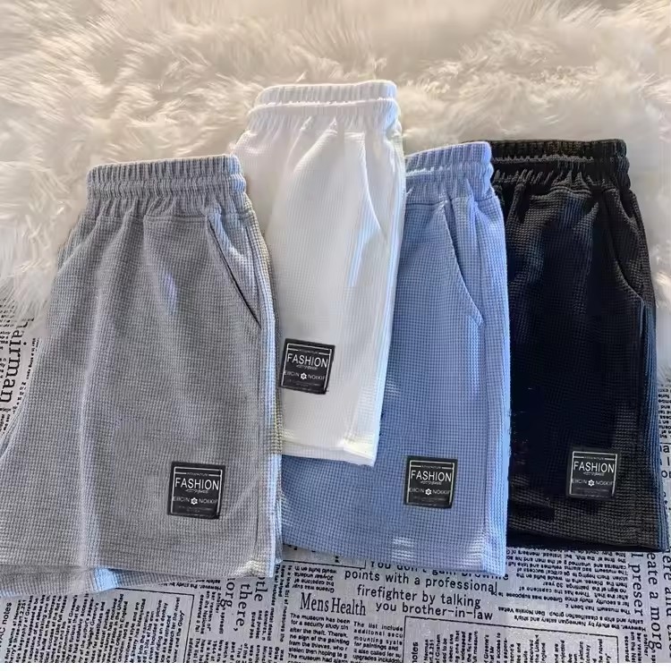Women's Waffle Knit Sports Shorts 2026 Summer New Arrival, Korean Style, Loose High Waisted, Casual Wide Leg Hot Pants for Home