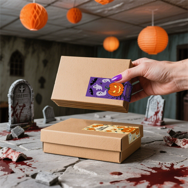 12pcs/packHalloween gift box decorative seal stickers with pumpkin, ghost, bat, spider web patterns, gift candy box packaging ad