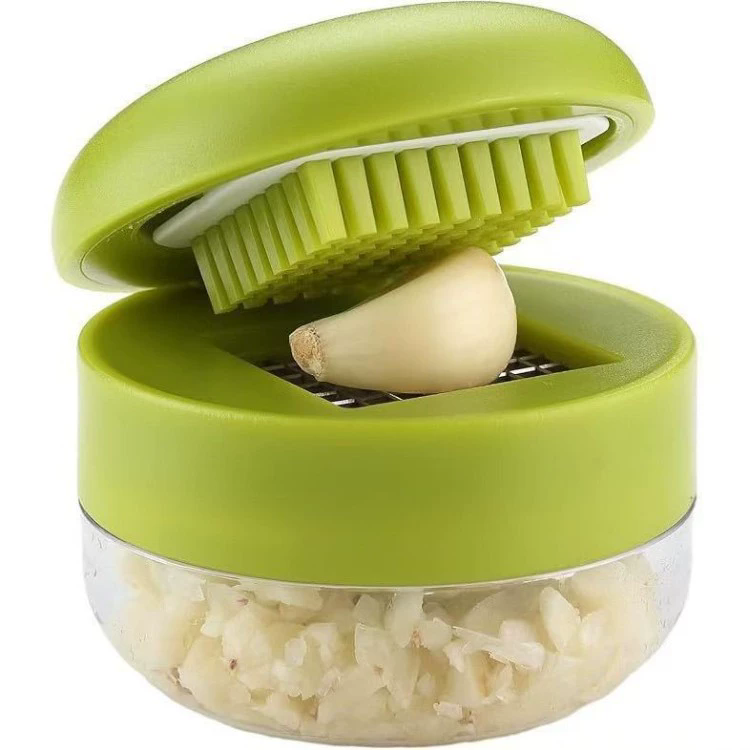 1PC Multifunctional Garlic Press Manual Mincer,PET and Stainless Steel Garlic Slicer Handheld Ginger Masher with Storage Case